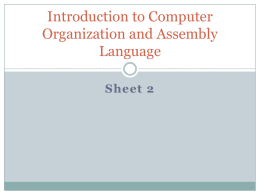 Introduction to Computer Organization and Assembly Language