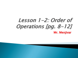 Lesson 1-2 Order of Operations