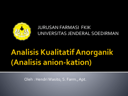 Analisis Kualitatif Anorganik (Analisis anion