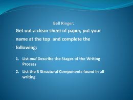 Bell Ringer: List and Describe the Writing Process