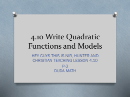 4.10 Write Quadratic Functions and Models