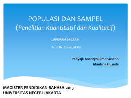 POPULASI DAN SAMPEL (Penelitian Kuantitatif