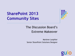 SharePoint 2013 Community Sites (HSPUG)
