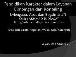 pendidikan karakter dalam layanan Bimbingan dan Konseling