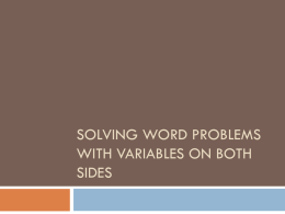 Solving Word Problems with Variables on Both Sides