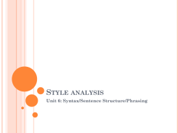 Style Analysis Unit 6 Syntax_Sentence Structure_ Phrasing