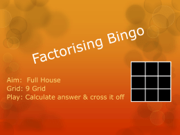 Factorising Bingo - teachingmaths.net