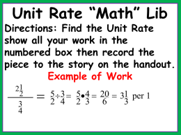 Find the Unit Rate A - Ms. Lathrup`s 6th Grade Math Class