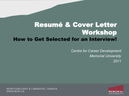 Résumé & Cover Letter Workshop