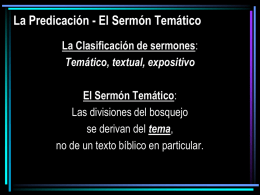 La Predicación - El Sermón Temático