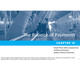 Chapter 10 The Balance of Payments