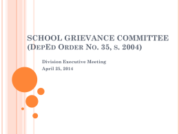 SCHOOL GRIEVANCE COMMITTEE (DepEd Order