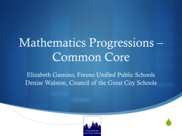 Mathematics Progressions &ndash; Common Core