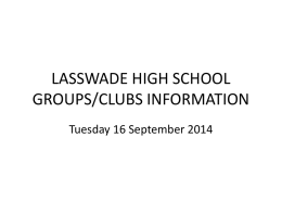 Lasswade High School Power Point Tuesday 16 September 2014