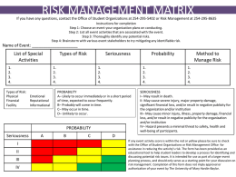 risk management matrix - Student Life at UMHB