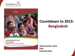 Bangladesh - Countdown to 2015