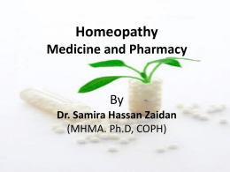 Homeopathy Medicine and Pharmacy