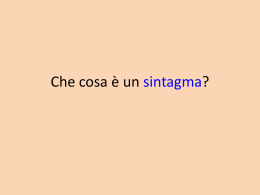 Che cosa &egrave; un sintagma?