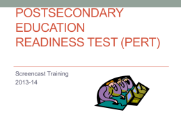 PERT - Assessment, Research, and Data Analysis