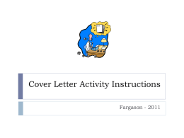 Cover Letter Activity Instructions