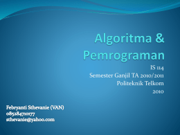 Slide Materi Algoritma & Pemrograman Pert 1