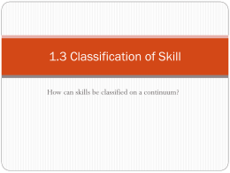 1.3 Classification of Skill