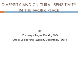 DIVERSITY AND CULTURAL SENSITIVITY by Dr. Zacharys Anger