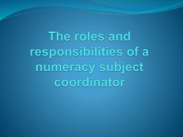 The roles and responsibilities of a numeracy