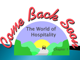 The World of Hospitality CH 1
