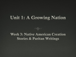 Unit 1 Week 3 - Native Am and Puritan