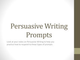 Persuasive Writing Prompts - Monroe Township School District
