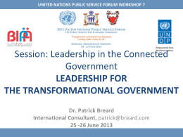 Dr. Patrick Breard - The United Nations Public Service Forum 2013