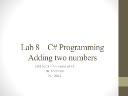 Lab 8 * C# Programming