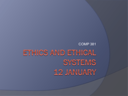 Ethics and Ethical Systems