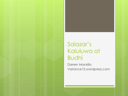 Salazar*s Kaluluwa at Budhi