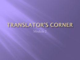 Translator*s corner