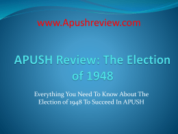 APUSH Review, The Election of 1948