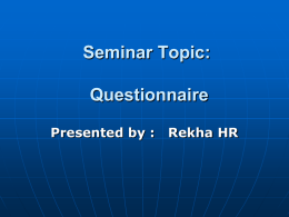 Seminar Topic: Questionnaire