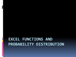 Excel Functions and Probability Distribution