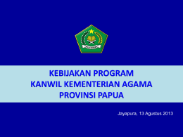 Materi Kakanwil - Kementerian Agama Provinsi Papua