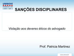 Aula 10 sanções disciplinares - Professora Patricia Martinez