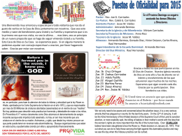 January 18 2015 Bulletin - Iglesia Bautista Puerta La Hermosa