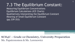 7.3 The Equilibrium Constant: Measuring Equilibrium