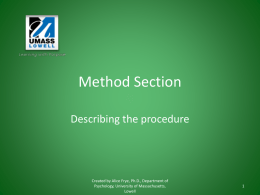 Writing a Method Section: Procedure