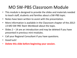 Task Difficulty Classroom Module - Missouri Schoolwide Positive