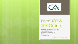 Form 402 & 403 Online - Mukesh R. Sharma & Co.