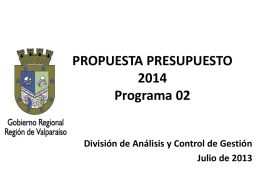 Propuesta de presupuesto 2014 - Programa 02