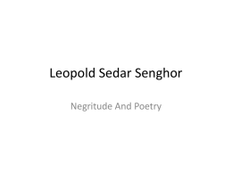 Leopold Sedar Senghor: Negritude and Poetry
