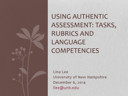 Authentic Assessment: Tasks, Rubrics and