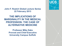 View PDF outline of Dr. Mike Saks` Lecture